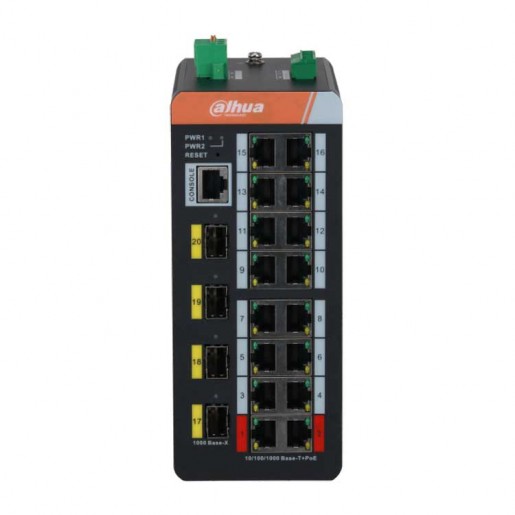 Dahua DH-IS4420-16GT-240 Коммутатор с PoE 16-портовый гигабитный управляемый, промышленное исполнени Dahua DH-IS4420-16GT-240 Коммутатор с PoE 16-портовый гигабитный управляемый, промышленное исполнени